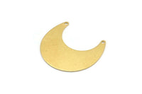 Brass Moon Charm, 20 Raw Brass Horn Charms With 2 Holes, Findings, Connectors (25x12x0.50mm) D1200