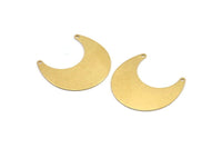 Brass Moon Charm, 20 Raw Brass Horn Charms With 2 Holes, Findings, Connectors (25x12x0.50mm) D1200