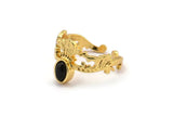 Gold Ethnic Ring, Gold Plated Brass Ethnic Ring With 1 Stone Setting - Pad Size 6x4mm N1857