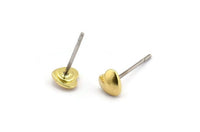 Brass Heart Earring, 12 Raw Brass Heart Stud Earrings (5x1.5mm) A1342 A1522