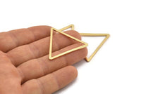 Gold Triangle Charm, 4 Gold Plated Brass Triangle Rings, Findings (36x32x2x1mm) D1021 Q0999