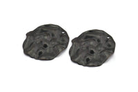 Black Wavy Disc, 4 Oxidized Black Brass Wavy Disc Charms With 1 Hole, Earrings, Pendants, Findings (35x30x0.60mm) D0748 S981