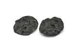 Black Wavy Disc, 4 Oxidized Black Brass Wavy Disc Charms With 1 Hole, Earrings, Pendants, Findings (35x30x0.60mm) D0748 S981