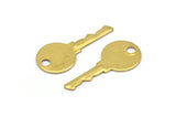 Brass Key Charm, 12 Raw Brass Key Charms With 1 Hole, Earrings, Pendants, Findings (33x15x0.80mm) A1184