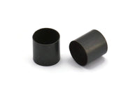 Black Tube Beads - 12 Oxidized Brass Tubes (10x10mm) Bs 1551 S014