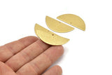 Brass Half Moon, 8 Raw Brass Textured Semi Circle Blanks With 1 Hole, Charms, Earrings, Pendants (39x15x1mm) D1231