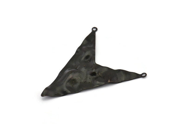 Black Triangle Charm, 4 Oxidized Black Brass Triangle Charms With 2 Loops, Pendants, Findings (49x39x0.60mm) D0788