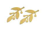 Brass Leaf Charm, 6 Raw Brass Leaf Charms With 1 Loop, Charm Pendants (43x22x0.60mm) A3389