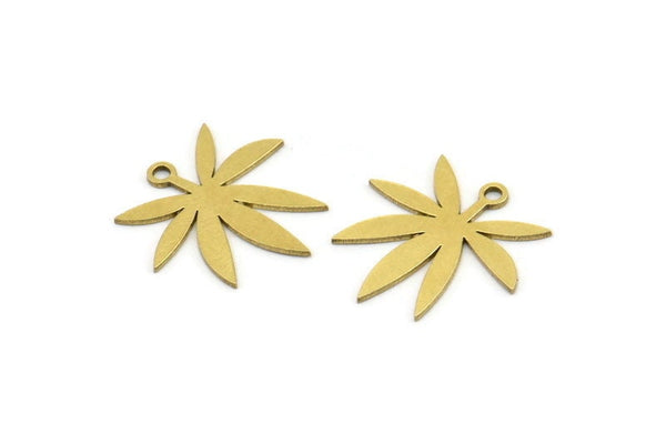 Brass Leaf Charm, 24 Raw Brass Leaf Charms With 1 Loop, Charm Pendants (17x0.60mm) A3591