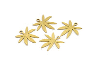 Brass Leaf Charm, 24 Raw Brass Leaf Charms With 1 Loop, Charm Pendants (17x0.60mm) A3591