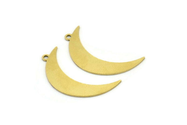 Brass Moon Charm, 12 Raw Brass Crescent Moon Charms With 1 Loop (26x6x0.60mm) A3638