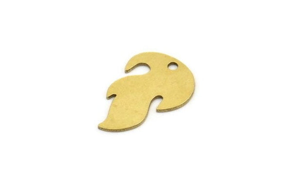 Brass Fire Charm, 24 Raw Brass Fire Shape Charms With 1 Hole (18x13x0.60mm) A3510