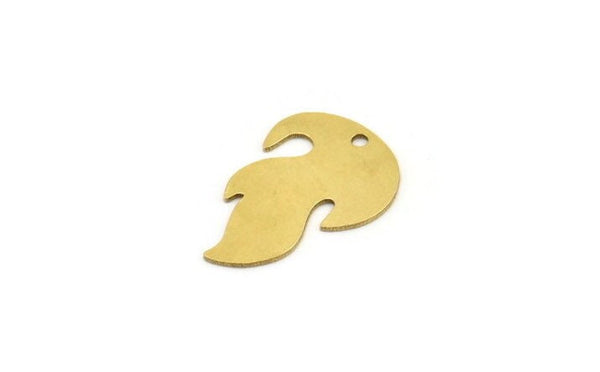 Brass Fire Charm, 12 Raw Brass Fire Shape Charms With 1 Hole (22x15x0.60mm) A3508