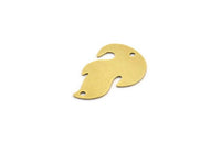 Brass Fire Charm, 12 Raw Brass Fire Shape Charms With 2 Hole (22x15x0.60mm) A3657