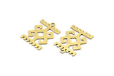 Brass Ethnic Charm, 12 Raw Brass Ethnic Motif Charms With 1 Loop, Earring Charms (20x14x0.60mm) A3628