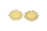 Brass Flower Charm, 12 Raw Brass Sunflower Shaped Charms, Earring Charms (21x19x0.60mm) A3596