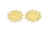 Brass Flower Charm, 4 Raw Brass Sunflower Shaped Charms, Earring Charms (31x29x0.60mm) A3597