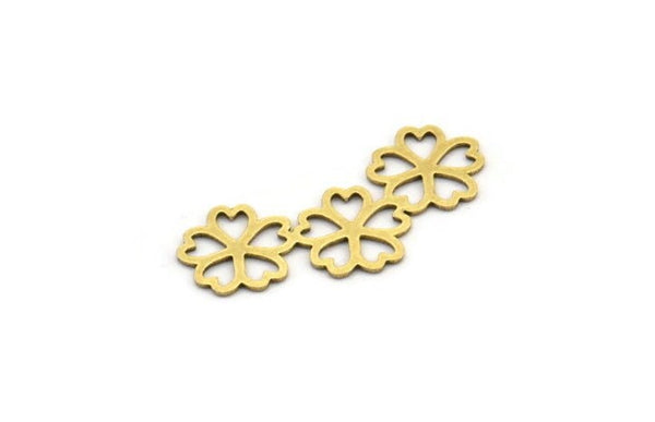 Brass Flower Charm, 24 Raw Brass Flower Shape Charms, Charm Pendants (28x13x0.60mm) A3519