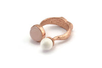 Adjustable Ring Settings, 1 Rose Gold Plated Adjustable Rings with 2 Stone Settings - Pad Size 10mm N0232 Q0246