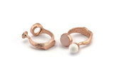 Adjustable Ring Settings, 1 Rose Gold Plated Adjustable Rings with 2 Stone Settings - Pad Size 10mm N0232 Q0246