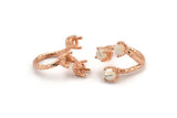 Adjustable Ring Settings - 2 Rose Gold Lacquer Plated Brass 4 Claw Ring Blank with 3 Prong Settings - Pad Size 6mm N0325