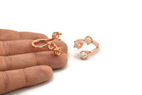 Adjustable Ring Settings - 2 Rose Gold Lacquer Plated Brass 4 Claw Ring Blank with 3 Prong Settings - Pad Size 6mm N0325