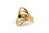 Gold Royal Ring, Gold Plated Brass Royal Ring With 1 Stone Setting - Pad Size 4mm N1842