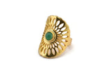 Gold Ring, Gold Plated Brass Ring With 1 Stone Setting - Pad Size 5mm N1840