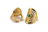 Gold Ring, Gold Plated Brass Ring With 1 Stone Setting - Pad Size 5mm N1840