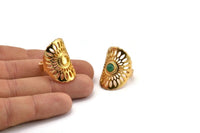 Gold Ring, Gold Plated Brass Ring With 1 Stone Setting - Pad Size 5mm N1840