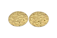 Brass Round Charms, 4 Hammered Raw Brass Round Charms With 1 Hole, Pendants, Earrings, Findings (40x0.60mm) D1027