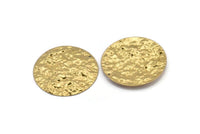 Brass Round Charms, 4 Hammered Raw Brass Round Charms With 1 Hole, Pendants, Earrings, Findings (40x0.60mm) D1027