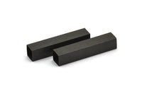 Black Square Tubes, 10 Oxidized Brass Square Tubes (8x40mm) Bs 1580 S043