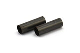 Black Tube Beads - 7 Oxidized Brass Tubes (8x25mm) Bs 1545 S055