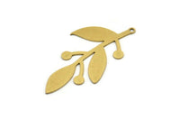 Brass Leaf Charm, 6 Raw Brass Leaf Charms With 1 Loop, Charm Pendants (43x22x0.60mm) A3389