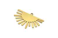 Brass Sun Charm, 8 Raw Brass Sun Charms With 1 Loop, Charm Pendants (31x20x0.60mm) A3397