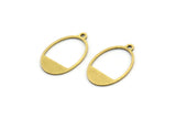 Brass Oval Charm, 50 Raw Brass Oval Charms With 1 Loop, Earring Charms (16x11x0.60mm) A3411