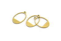 Brass Oval Charm, 50 Raw Brass Oval Charms With 1 Loop, Earring Charms (16x11x0.60mm) A3411