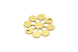 Brass Flower Charm, 12 Raw Brass Round Shaped Flower Charms With 2 Holes, Charm Pendants, Connectors (18x17x0.60mm) A3498