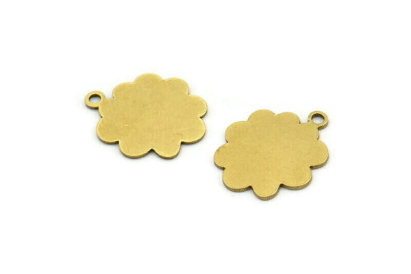 Brass Cloud Charm, 12 Raw Brass Cloud Shaped Charms With 1 Loop, Earring Charms (16x13x0.60mm) A3421