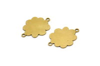 Brass Cloud Charm, 12 Raw Brass Cloud Shaped Charms With 2 Loops, Connectors (20x15x0.60mm) A3422