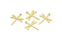 Brass Dragonfly Charm, 24 Raw Brass Dragonfly Charms With 1 Loop (21x16x0.60mm) A3647