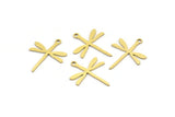 Brass Dragonfly Charm, 24 Raw Brass Dragonfly Charms With 1 Loop (21x16x0.60mm) A3647