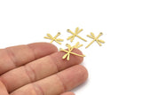 Brass Dragonfly Charm, 24 Raw Brass Dragonfly Charms With 1 Loop (21x16x0.60mm) A3647