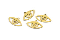 Brass Eye Charm, 24 Raw Brass Eye Charms With 1 Loop (18x12x0.60mm) A3631