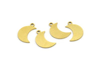 Brass Moon Charm, 24 Raw Brass Crescent Moon Charms With 1 Loop (14x6x0.60mm) A3636