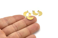 Brass Moon Charm, 24 Raw Brass Crescent Moon Charms With 1 Loop (14x6x0.60mm) A3636