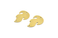 Brass Fire Charm, 12 Raw Brass Fire Shape Charms With 2 Hole (22x15x0.60mm) A3657