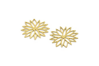 Brass Flower Charm, 12 Raw Brass Flower Charms, Charm Pendants (27x25x0.60mm) A3527