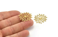 Brass Flower Charm, 12 Raw Brass Flower Charms, Charm Pendants (27x25x0.60mm) A3527